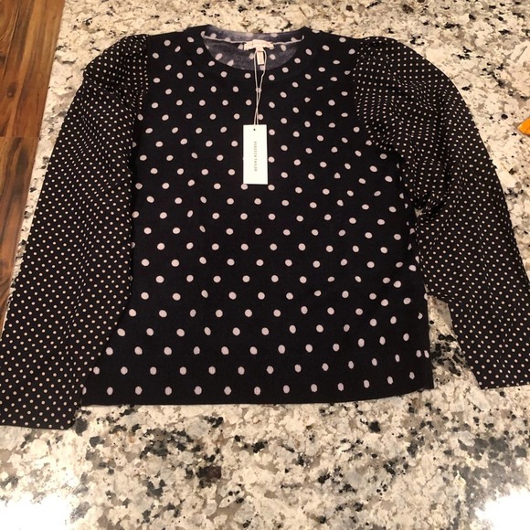 Rebecca Taylor Sweater Wool Silk Polka Dot NWT - Picture 5 of 11